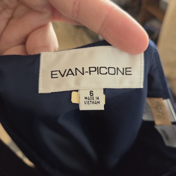 Vintage Evan Picone Pencil Skirt Navy Blue Chambray Professional Preppy Office 6 - Picture 9 of 10